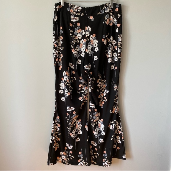 Frank Lyman floral black wide leg flare pant size 14 - Picture 5 of 15